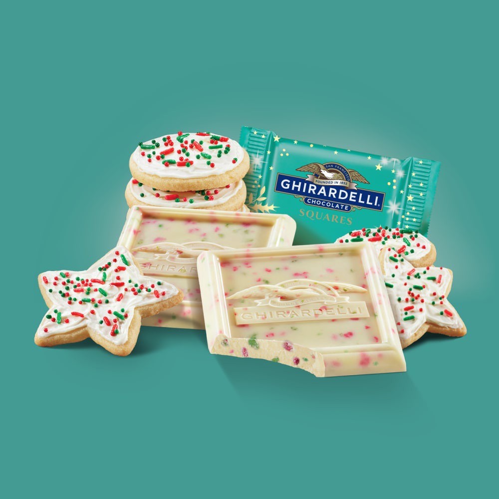 slide 3 of 6, Ghirardelli Holiday White Chocolate Sugar Cookie Squares, 7 oz