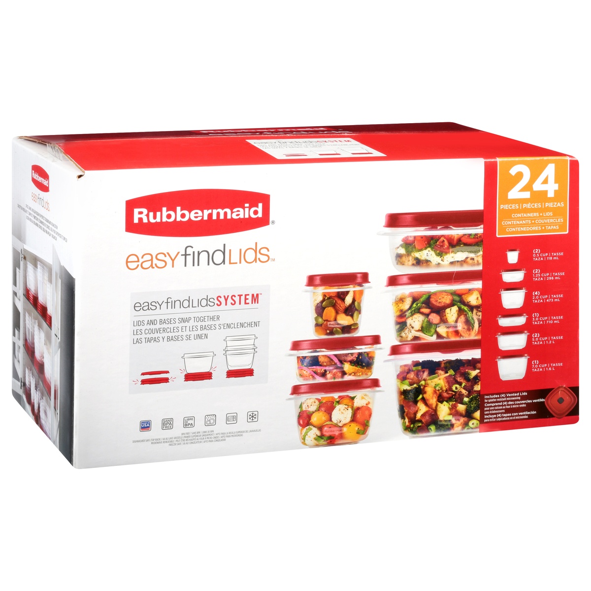 slide 2 of 8, Rubbermaid Easy Find Lids Food Storage Containers Set, 24 ct