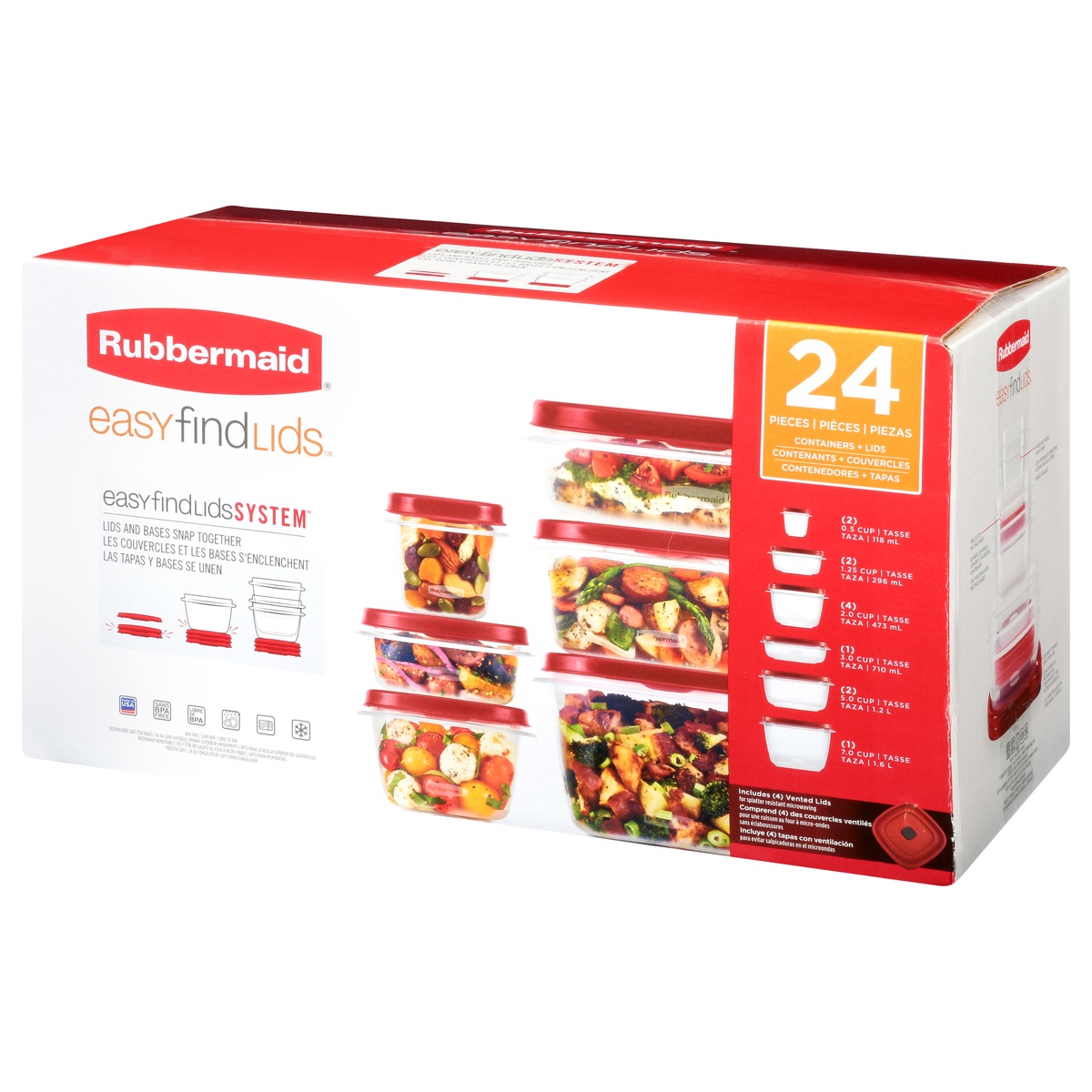 slide 3 of 8, Rubbermaid Easy Find Lids Food Storage Containers Set, 24 ct