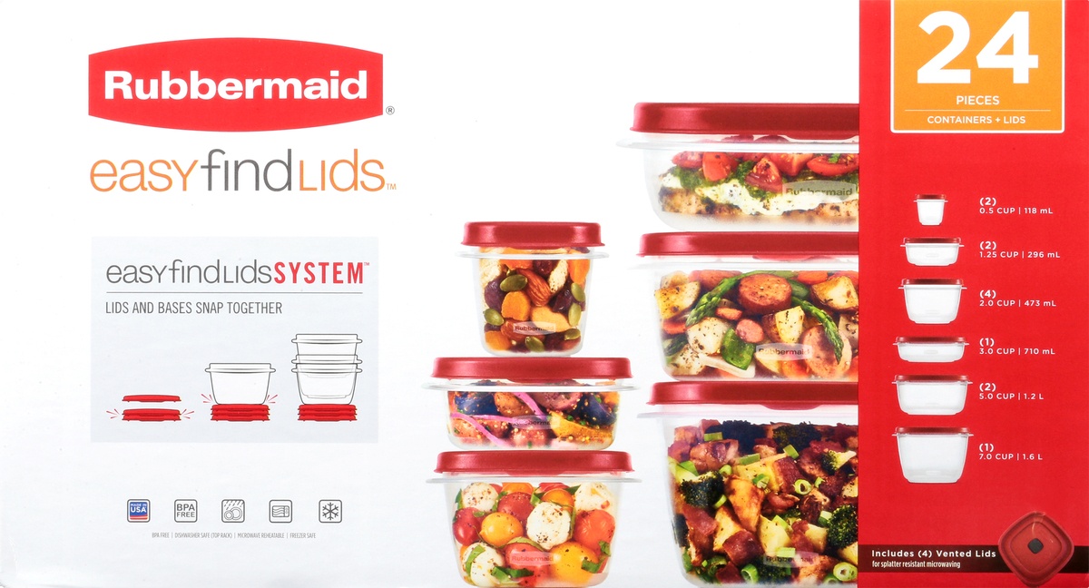 slide 8 of 8, Rubbermaid Easy Find Lids Food Storage Containers Set, 24 ct