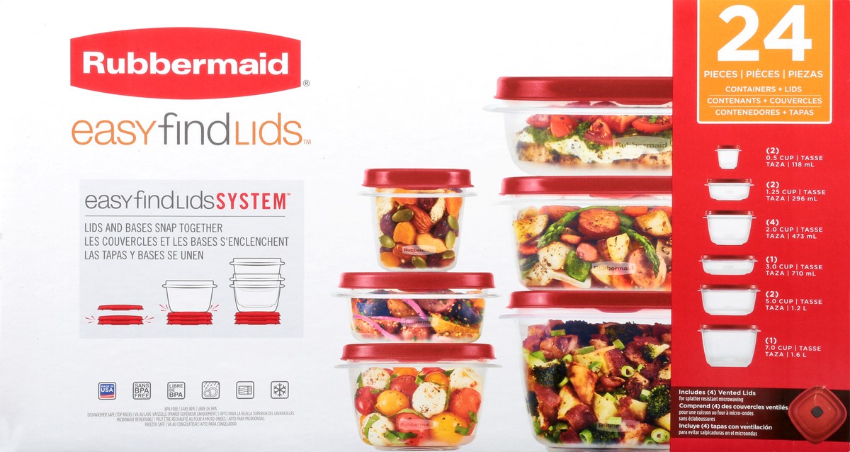 slide 1 of 9, Rubbermaid Easy Find Lids Food Storage 24Pc Set, 24 ct