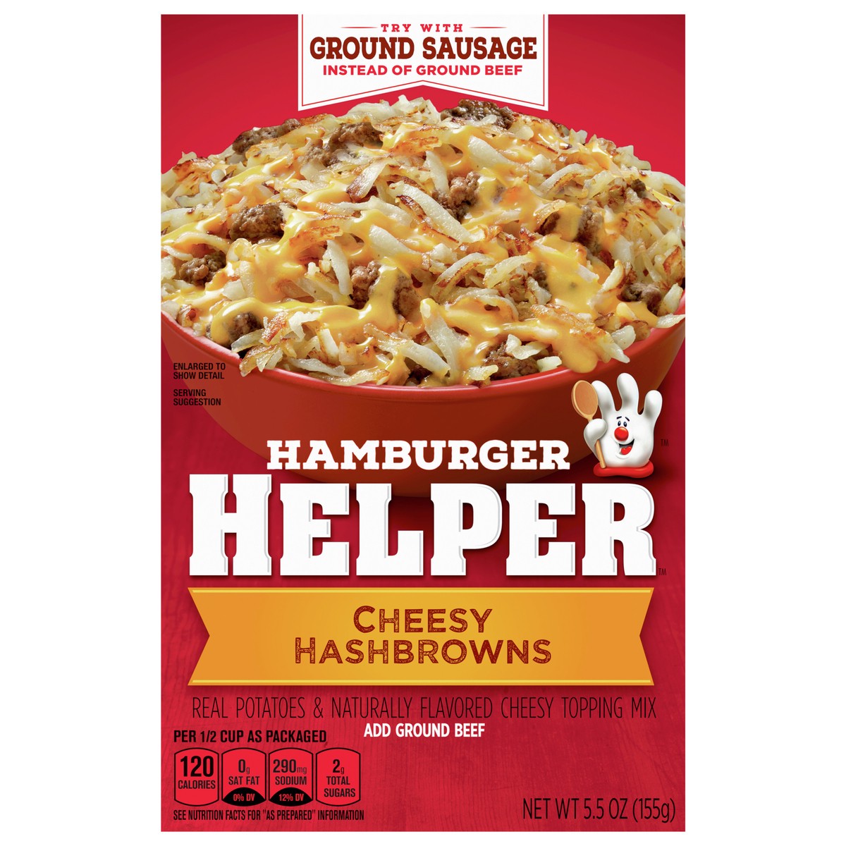 slide 1 of 9, Hamburger Helper, Cheesy Hash Browns, 5.5 oz box, 5.5 oz
