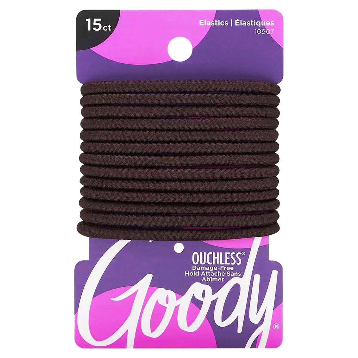 slide 1 of 1, Goody Ouchless Extra Thick Brown Elastics, 15 ct