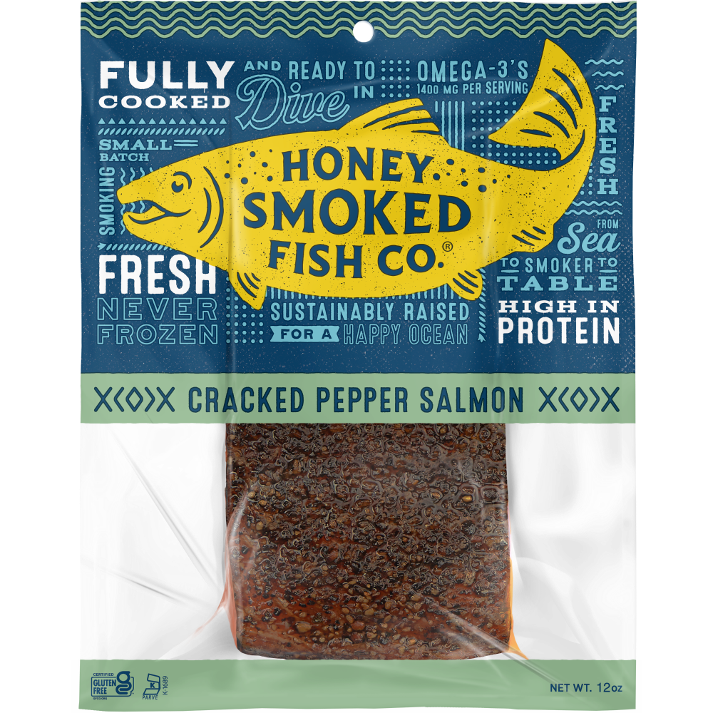 slide 2 of 2, Honey Smoked Fish Co. Honey Smoked Salmon 12oz Cracked Pepper, 12 oz