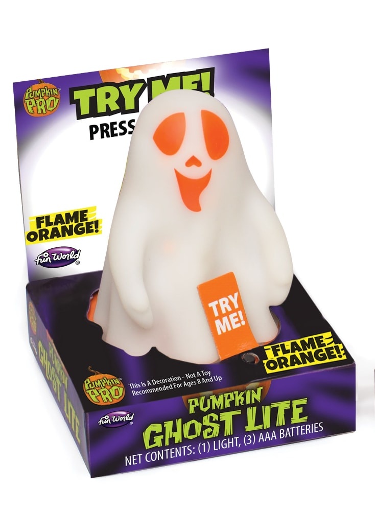 slide 1 of 1, Fun World Mystical Light Up Pumpkin Ghost Lite - White/Orange, 1 ct