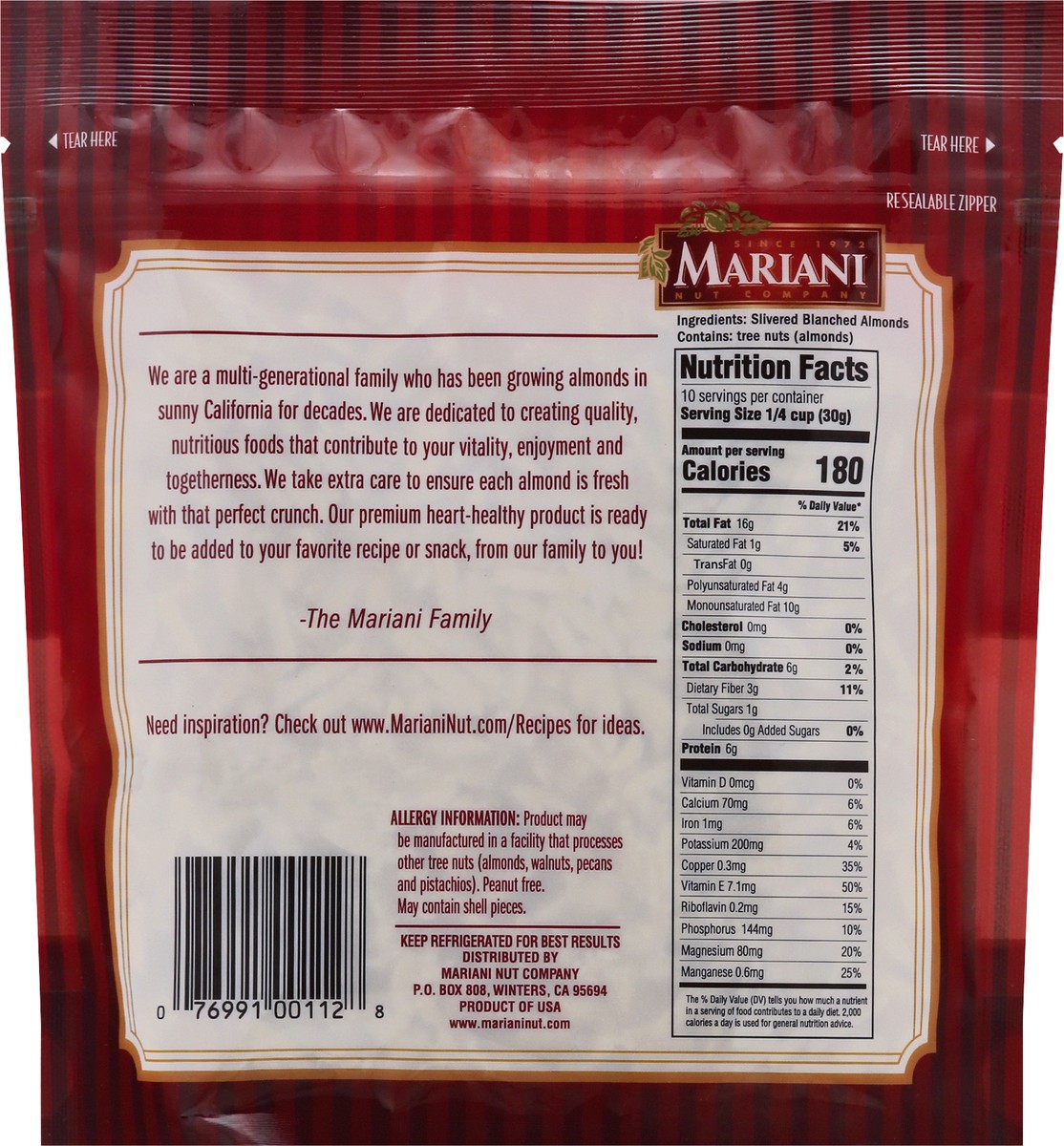 slide 11 of 13, Mariani Slivered Blanched Almonds 10 oz, 10 oz