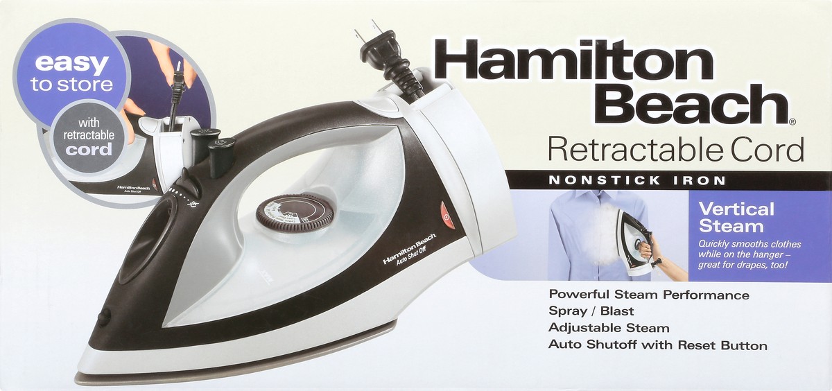 slide 1 of 11, Hamilton Beach Vertical Steam Retractable Cord Nonstick Iron 1 ea, 1 ct