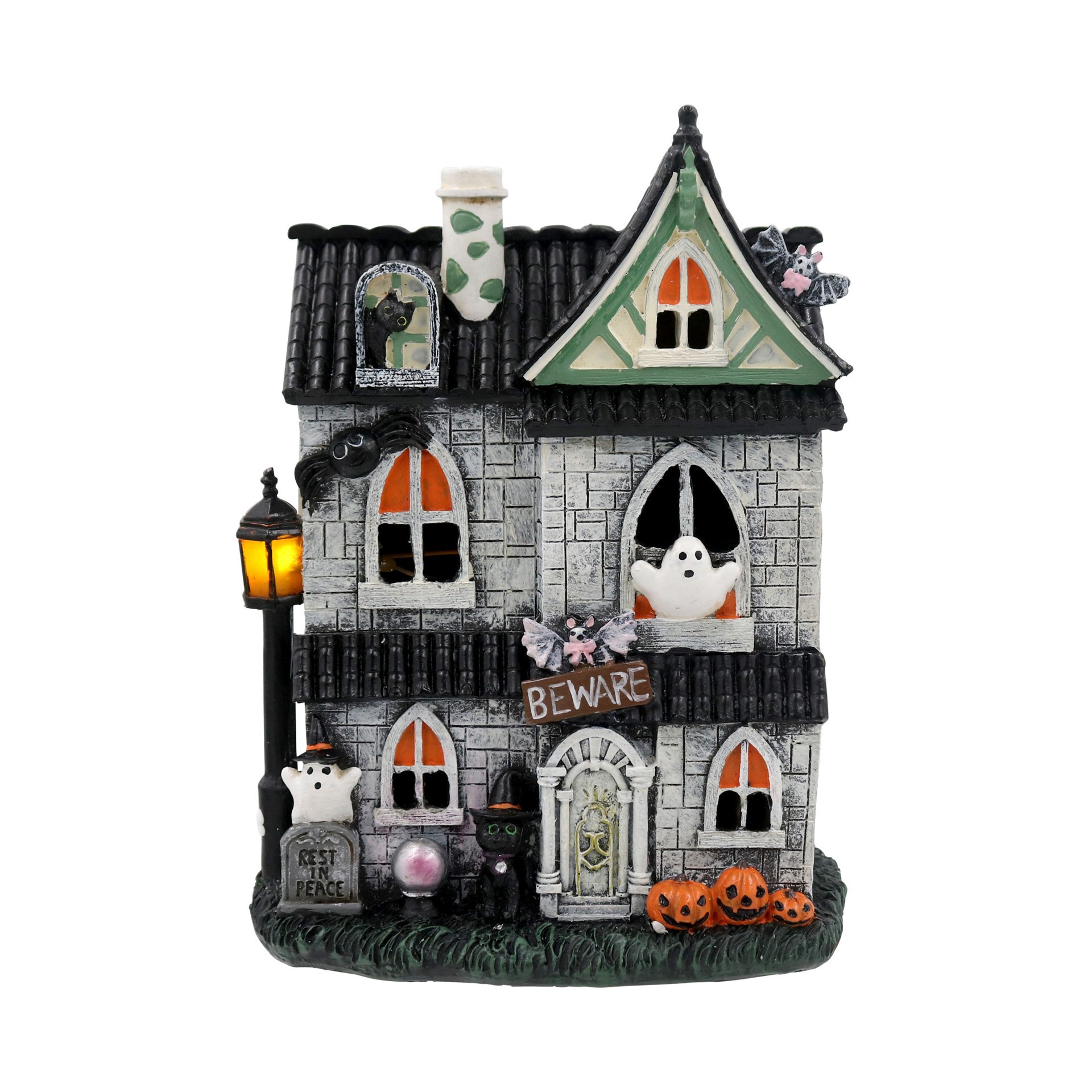 slide 3 of 5, Mini Led Spooky House Decoration By Ashland, 7.94 in x 6.19 in x 4.97 in