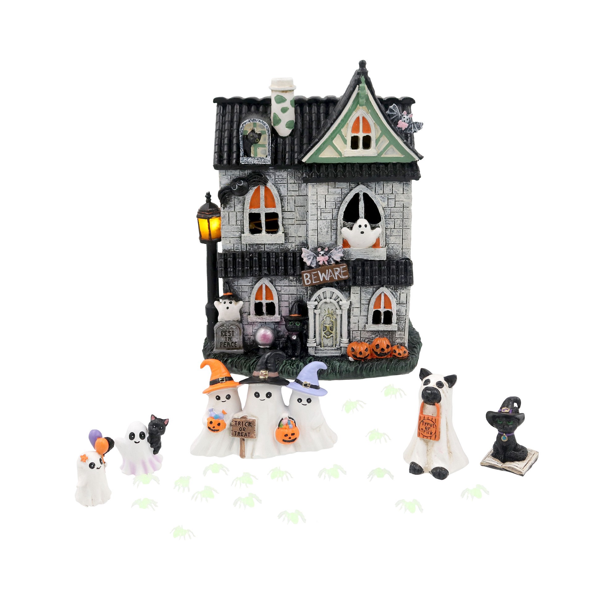 slide 2 of 5, Mini Led Spooky House Decoration By Ashland, 7.94 in x 6.19 in x 4.97 in