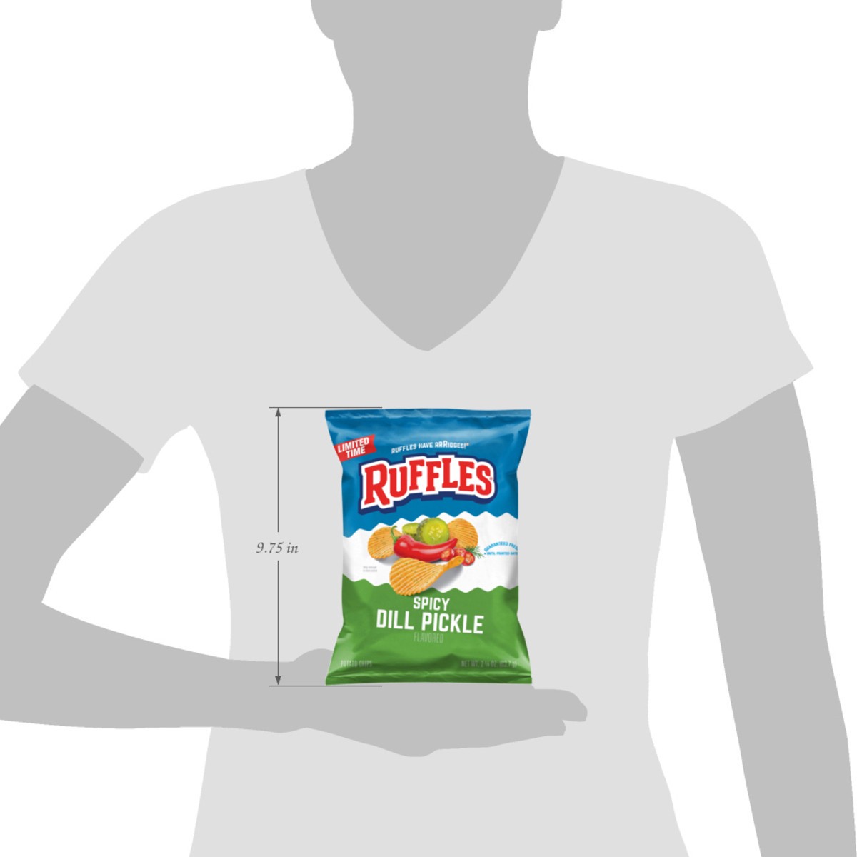 slide 3 of 8, Ruffles Potato Chips Spicy Dill Pickle Flavored 2 1/4 Oz, 2.25 oz