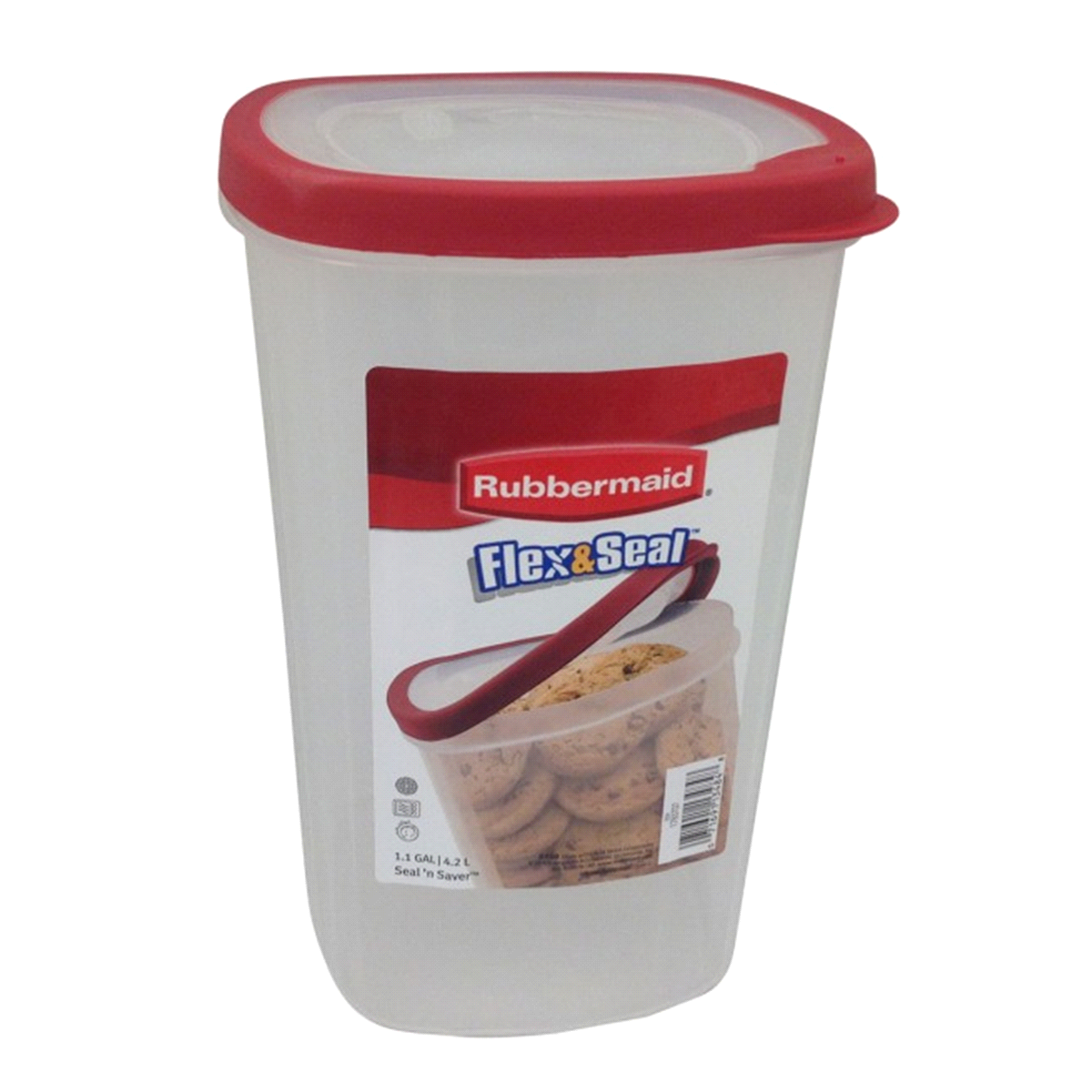 slide 1 of 1, Rubbermaid Flex And Seal Food Storage Container - Clear/Red, 1.1 gal
