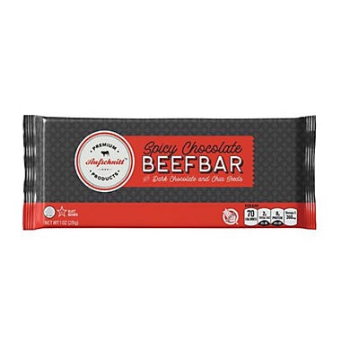 slide 1 of 1, Aufschnitt Spicy Chocolate Beef Bar, 1 oz