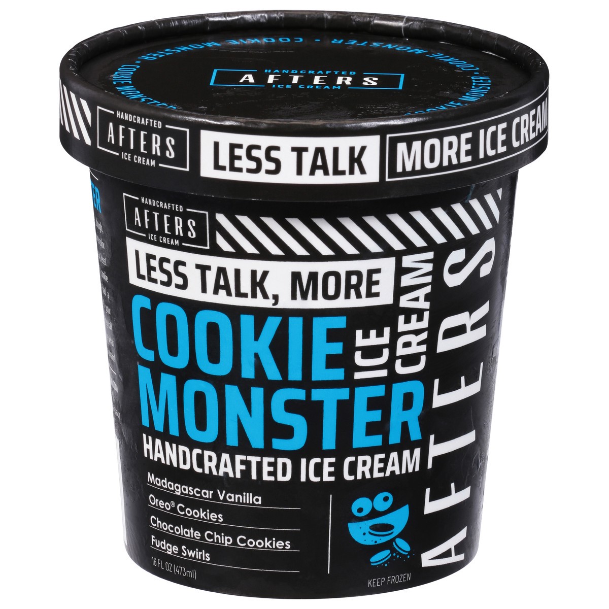 slide 1 of 9, Afters Ice Cream Handcrafted Cookie Monster Ice Cream 16 fl oz, 16 oz