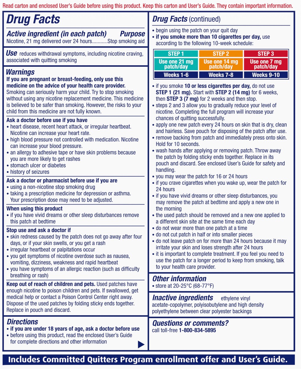 slide 2 of 9, NicoDerm CQ Step 1 Nicotine Patches to Quit Smoking, 21mg, Stop Smoking Aid, 7 Count, 7 ct