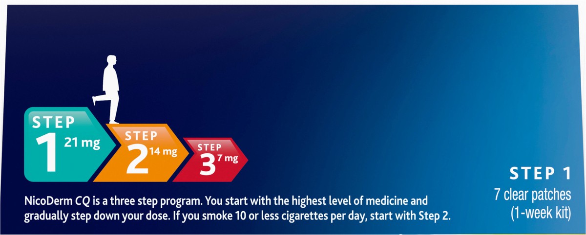 slide 6 of 9, NicoDerm CQ Step 1 Nicotine Patches to Quit Smoking, 21mg, Stop Smoking Aid, 7 Count, 7 ct