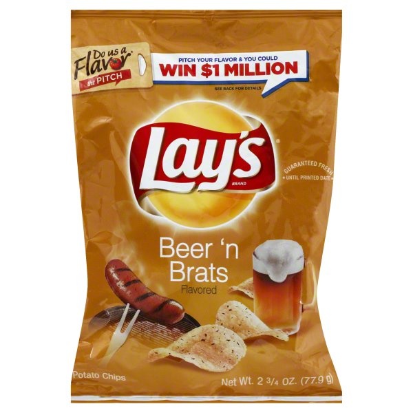 slide 1 of 3, Lay's Beer N Brats Flavored Potato Chips, 2.75 oz