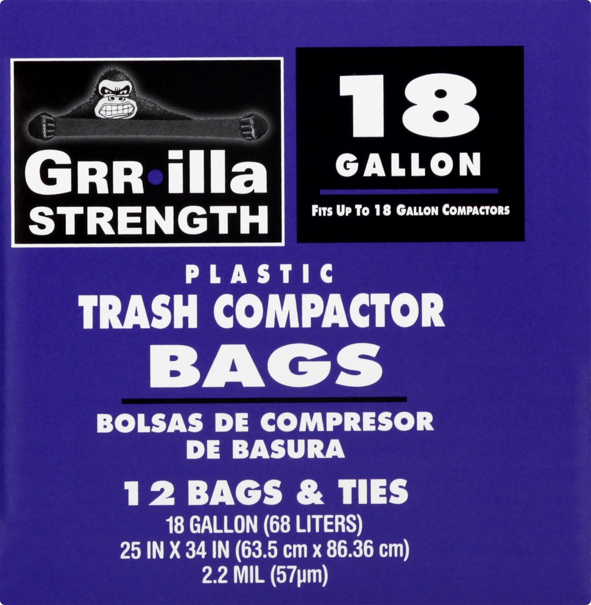 slide 10 of 10, Grrilla Strength 18 Gallon Trash Compactor Plastic Bags & Ties 12 ea, 12 ct