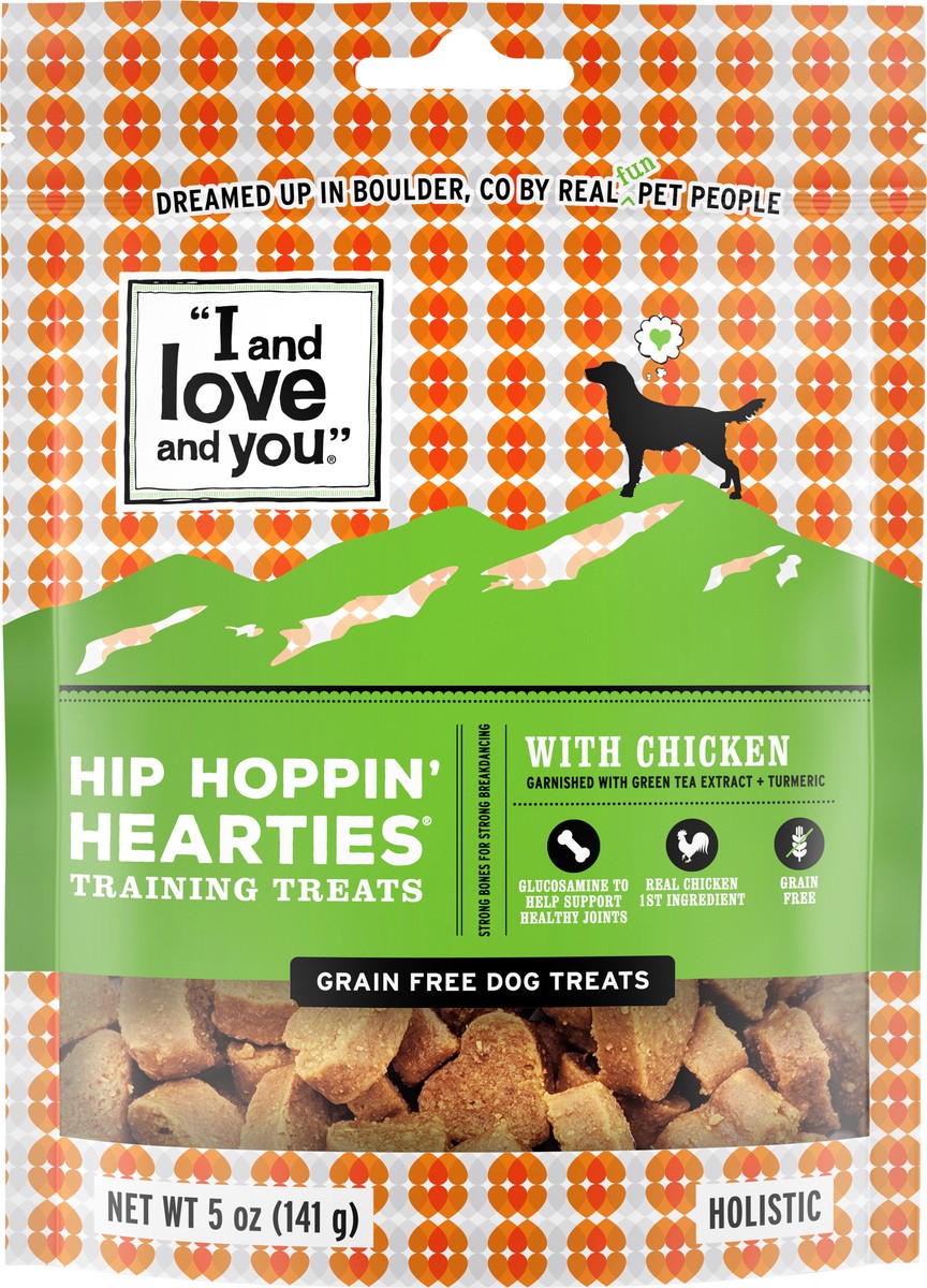 slide 5 of 7, I and Love and You Hip Hoppin' Hearties Holistic with Chicken Dog Treats 5 oz, 5 oz