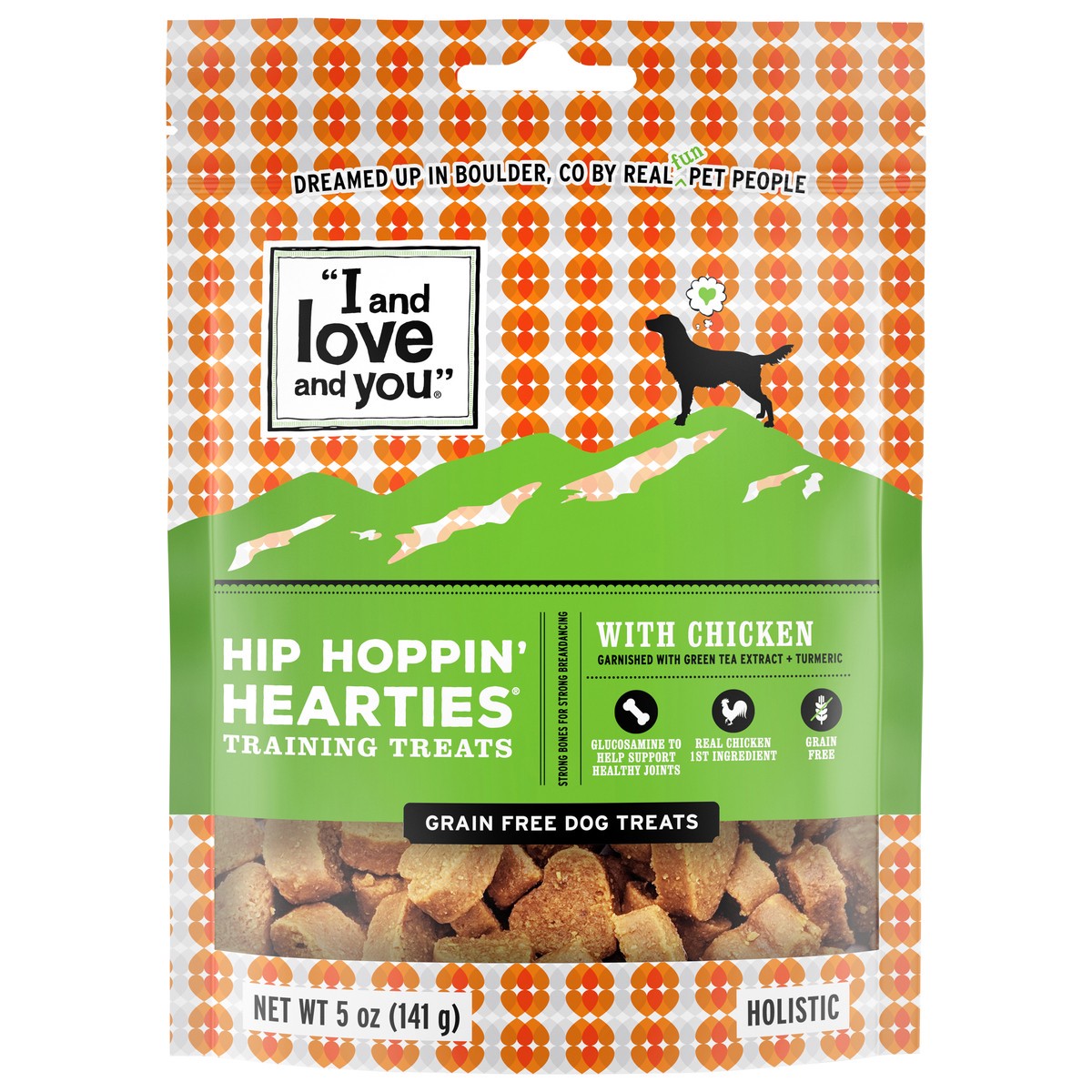 slide 1 of 7, I and Love and You Hip Hoppin' Hearties Holistic with Chicken Dog Treats 5 oz, 5 oz