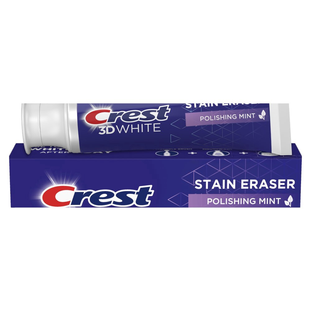 slide 1 of 1, Crest 3D White Stain Eraser Teeth Whitening Toothpaste, Polishing Mint, 2.7 oz, 2.7 oz