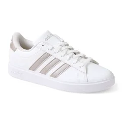 Adidas Women's Grand Court Shoe, Cloud White/platinum Metallic/platinum Metallic, Size 9.5