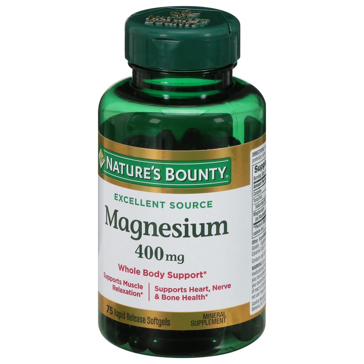 slide 5 of 9, Nature's Bounty Magnesium 400mg Softgel, 75 ct