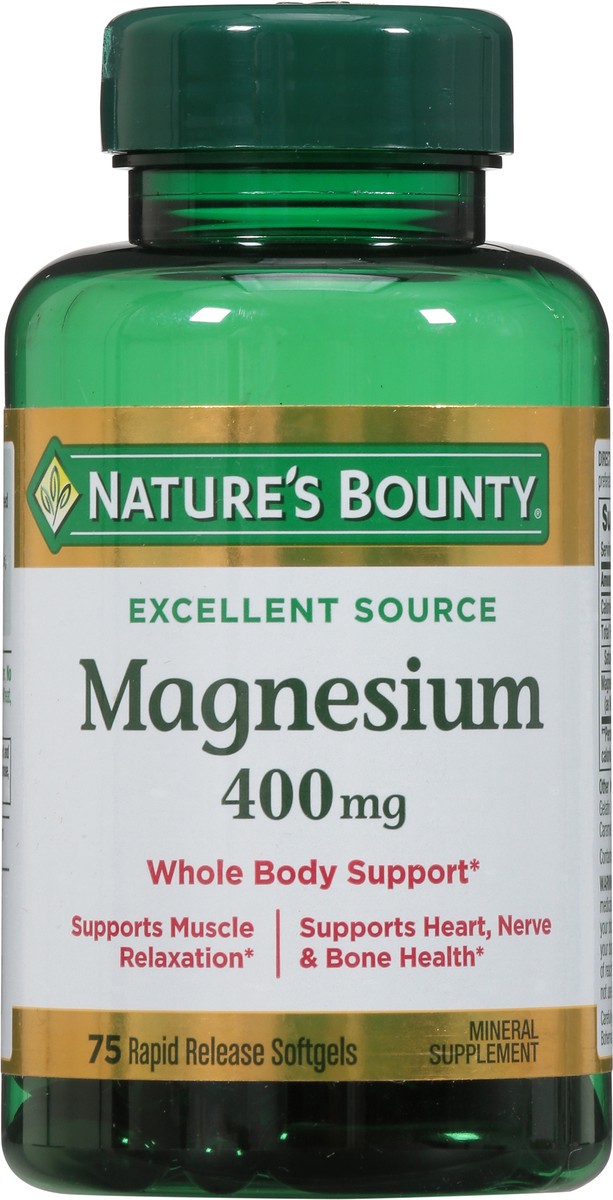 slide 4 of 9, Nature's Bounty Magnesium 400mg Softgel, 75 ct