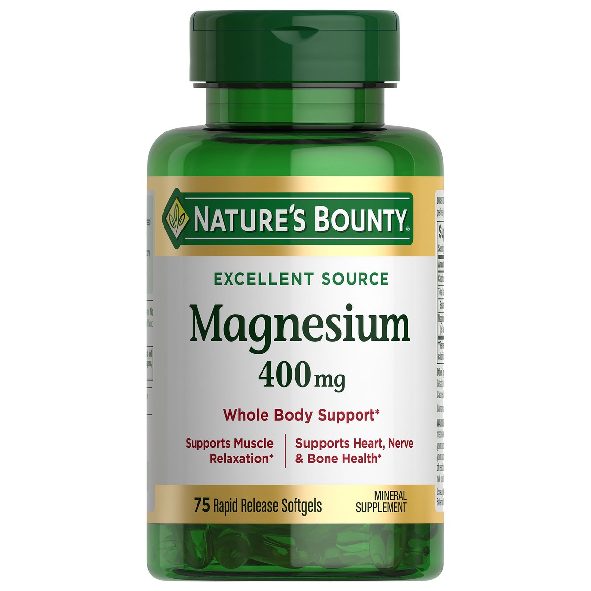 slide 1 of 9, Nature's Bounty Magnesium 400mg Softgel, 75 ct