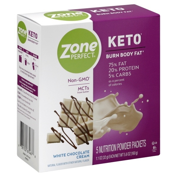 slide 1 of 1, Zone Perfect Keto White Chocolate Cream Powder, 32 gm