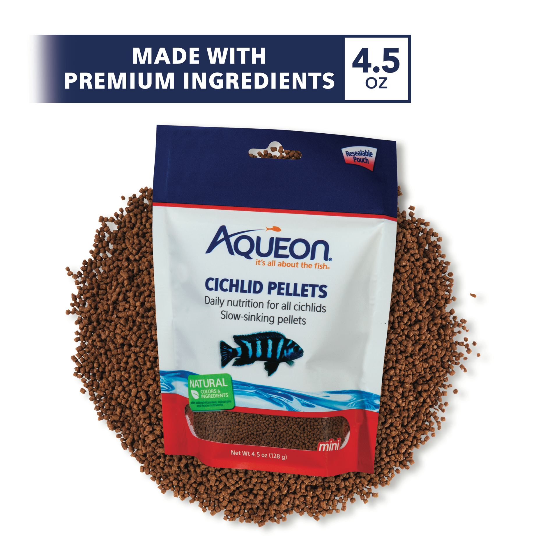 slide 2 of 8, Aqueon Cichlid Food Mini 4.5 Ounces, 1 ct