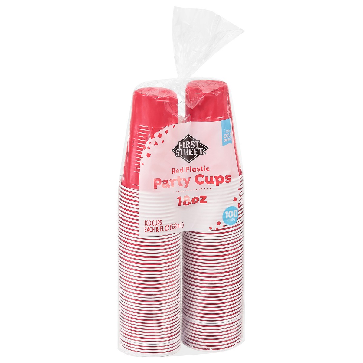 slide 4 of 10, First Street Fs Red Party Cups 18 Oz, 100 ct