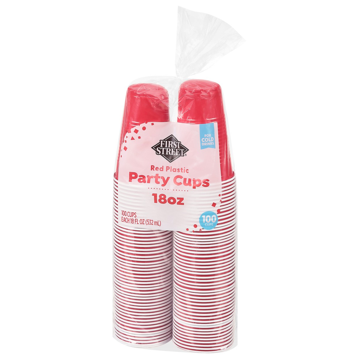slide 7 of 10, First Street Fs Red Party Cups 18 Oz, 100 ct