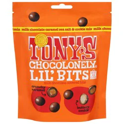 Tony's Chocolonely Milk Chocolate Caramel Sea Salt & Cookie Mix Lil' Bits - 4 oz