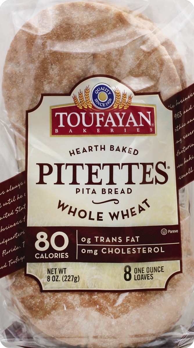 slide 2 of 5, Toufayan Bakeries Whole Wheat Pitettes Pita Bread, 8 oz