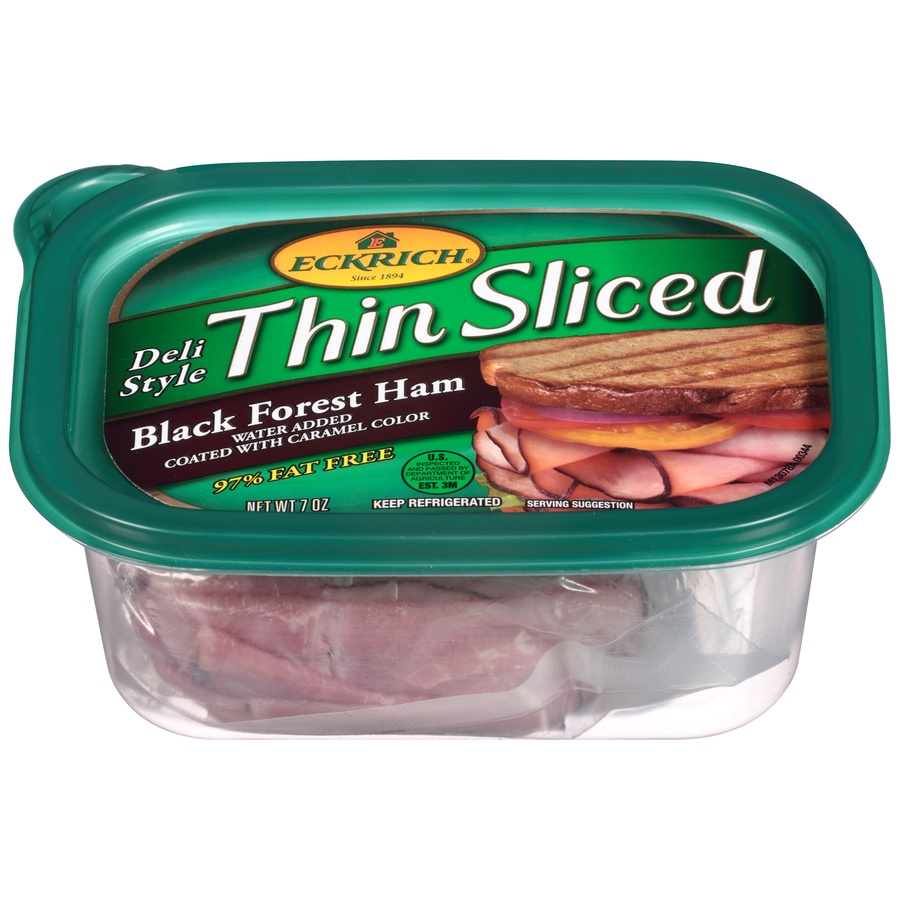 slide 1 of 8, Eckrich Deli Style Thin Sliced Black Forest Ham, 7 oz