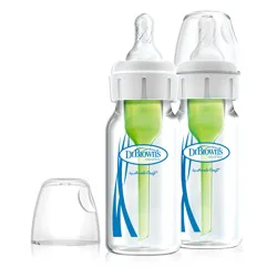 Dr. Brown's Options+ Glass Anti-Colic Baby Bottles - 4 oz - 2 pk