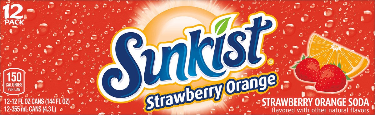 slide 9 of 11, Sunkist Strawberry Orange 12Pk 12 Ounce, 12 ct; 12 fl oz