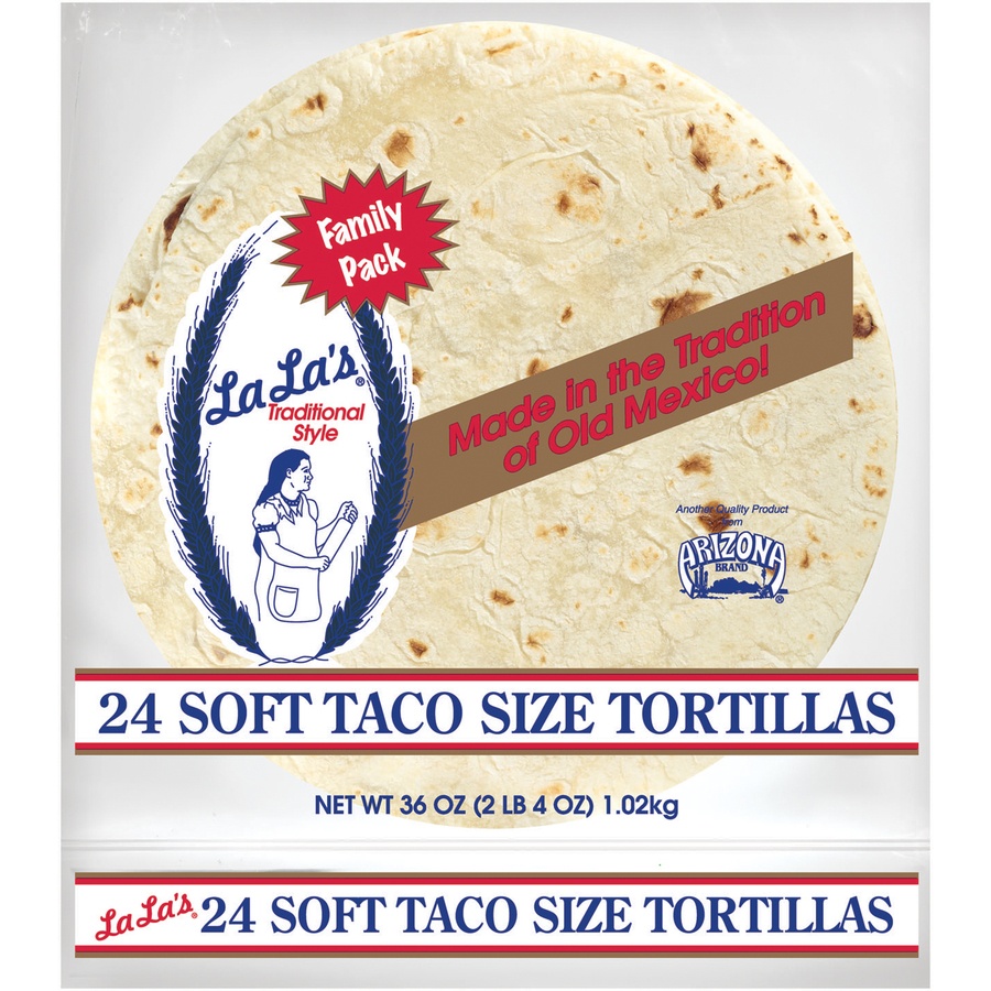 slide 1 of 5, La Las La La's Lalas Tortillas Soft Taco Size Family Pack 24 Count - 36 Oz, 36 oz