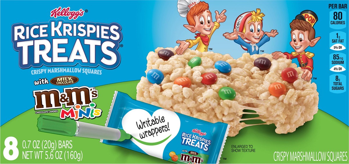 slide 9 of 13, Rice Krispies Treats Kellogg's Rice Krispies Treats Marshmallow Snack Bars, M&M's Minis, 5.6 oz, 8 Count, 5.6 oz