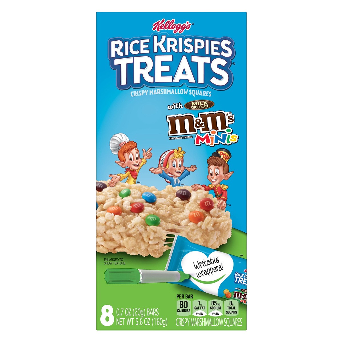 slide 11 of 13, Rice Krispies Treats Kellogg's Rice Krispies Treats Marshmallow Snack Bars, M&M's Minis, 5.6 oz, 8 Count, 5.6 oz