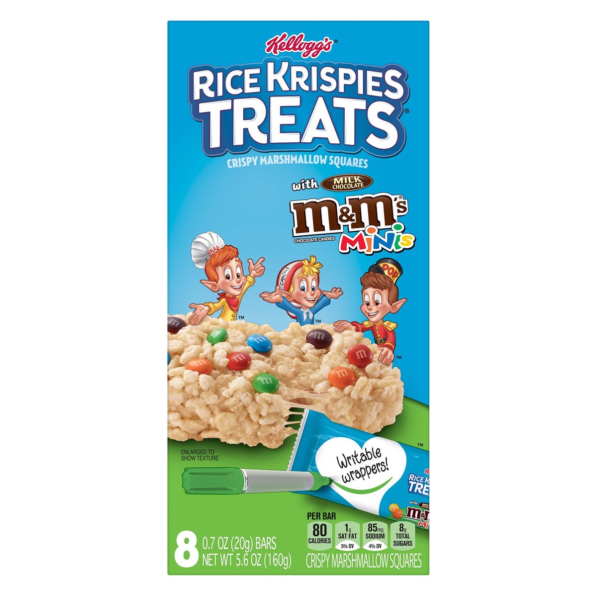 slide 4 of 13, Rice Krispies Treats Kellogg's Rice Krispies Treats Marshmallow Snack Bars, M&M's Minis, 5.6 oz, 8 Count, 5.6 oz