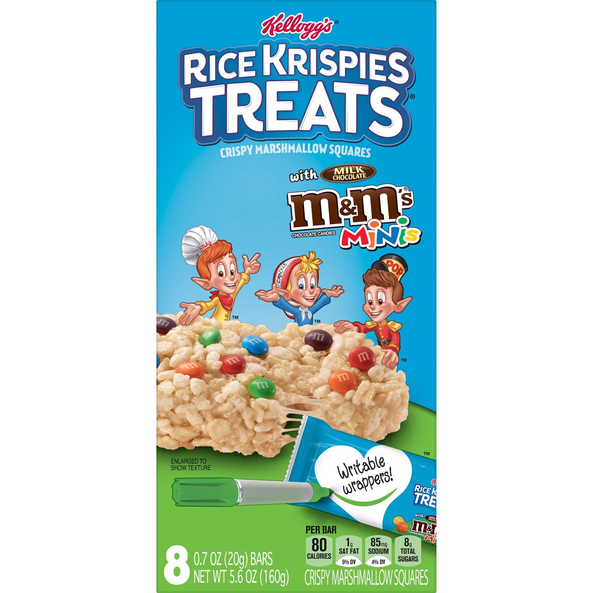 slide 1 of 13, Rice Krispies Treats Kellogg's Rice Krispies Treats Marshmallow Snack Bars, M&M's Minis, 5.6 oz, 8 Count, 5.6 oz