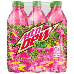 Mountain Dew Major Melon Dew Charged With Watermelon Flavor 16.9 Fl Oz 6 Count Bottles