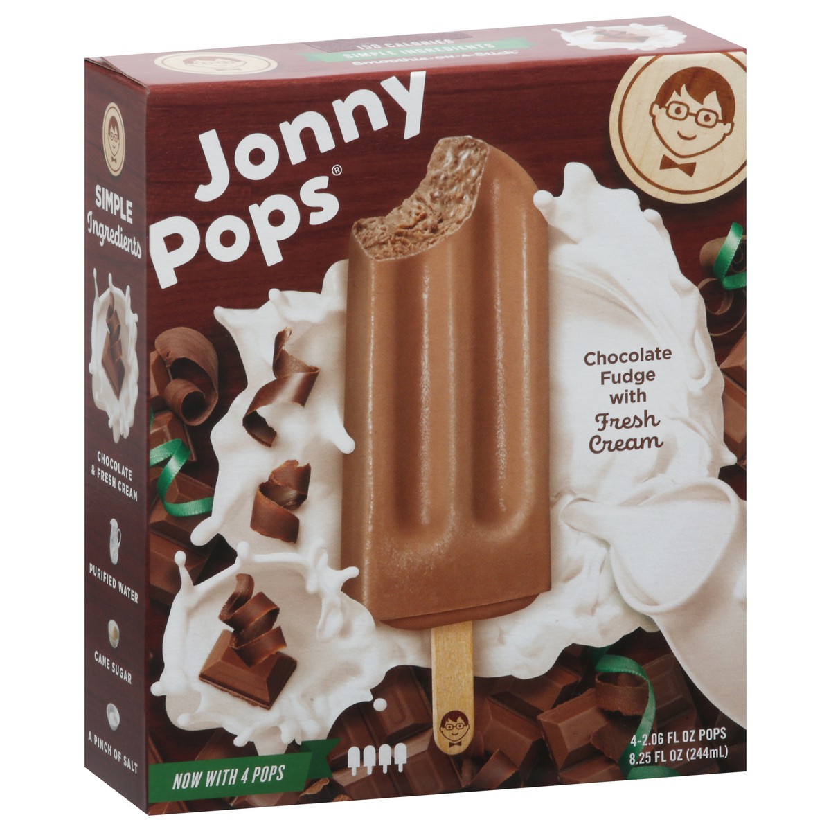 slide 2 of 9, Jonny Pops Chocolate Fudge Ice Pops 4 - 2.06 fl oz Packs, 4 ct