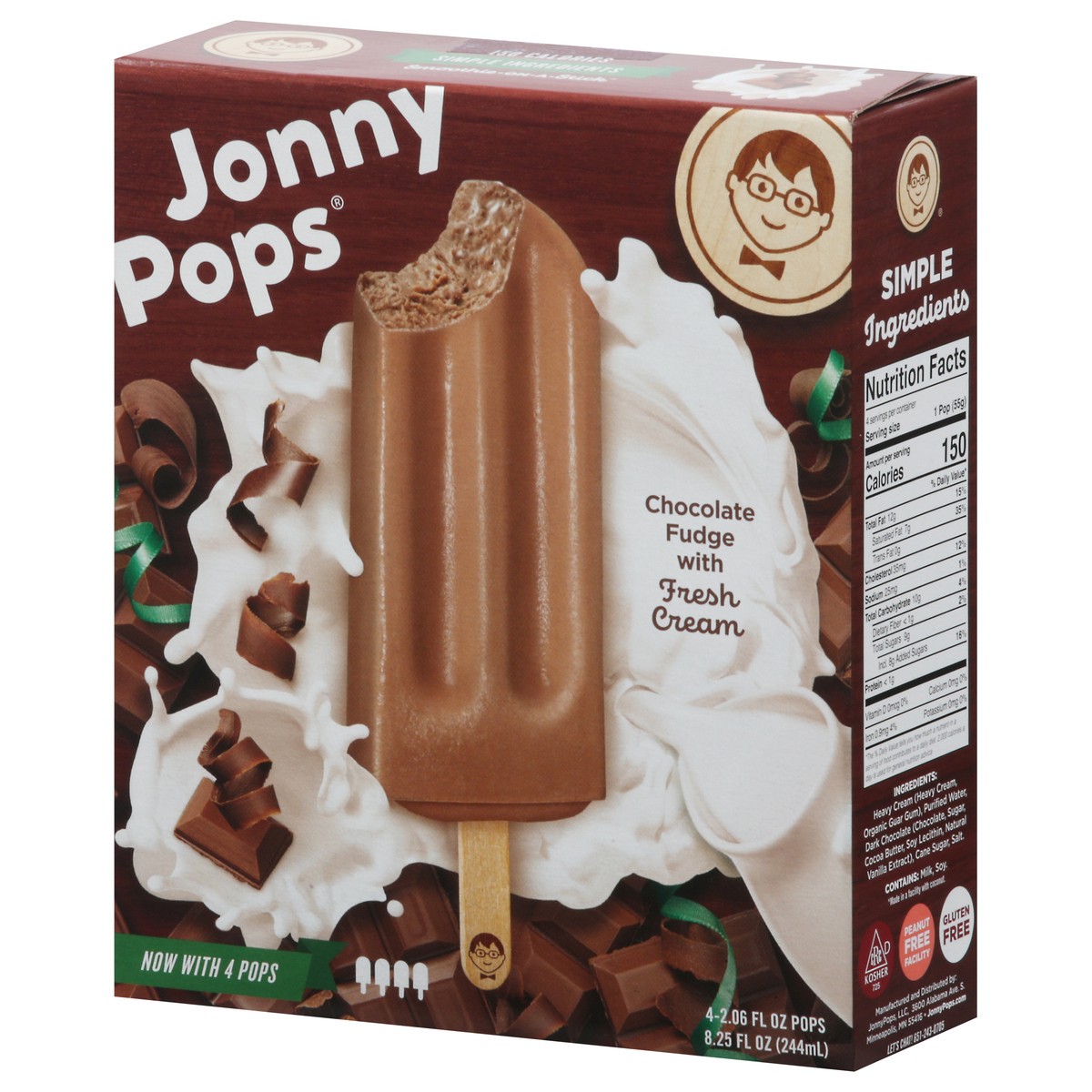 slide 8 of 9, Jonny Pops Chocolate Fudge Ice Pops 4 - 2.06 fl oz Packs, 4 ct