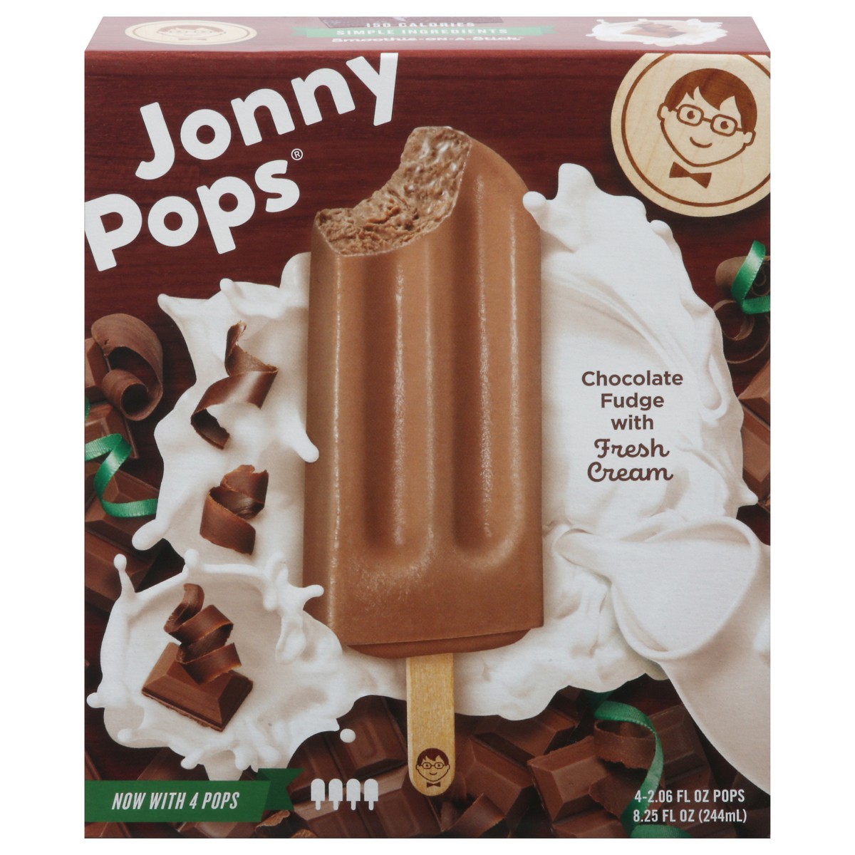 slide 1 of 9, Jonny Pops Chocolate Fudge Ice Pops 4 - 2.06 fl oz Packs, 4 ct