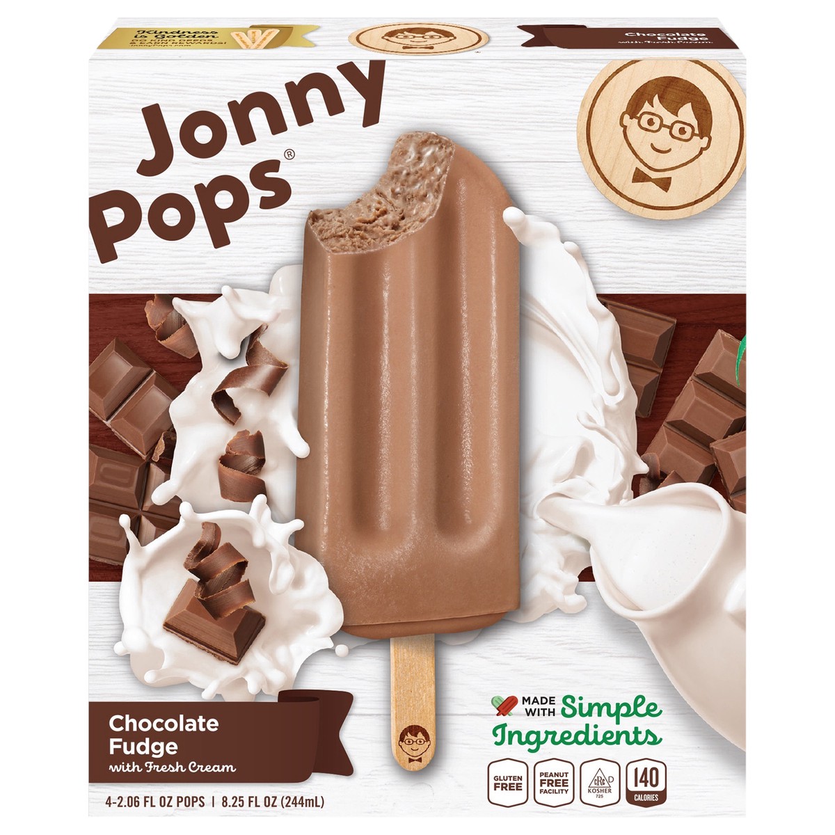 slide 1 of 9, Jonny Pops Chocolate Fudge with Cream 4 PK, 4 ct