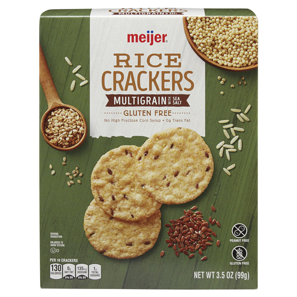 slide 1 of 1, Meijer Rice Crackers, Multigrain With Sea Salt, 3.5 oz