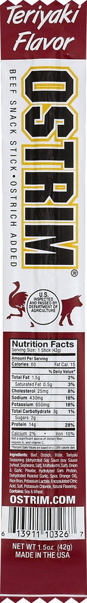 slide 5 of 5, OSTRIM Beef And Ostrich Snack Teriyaki Flavor, 1.5 oz