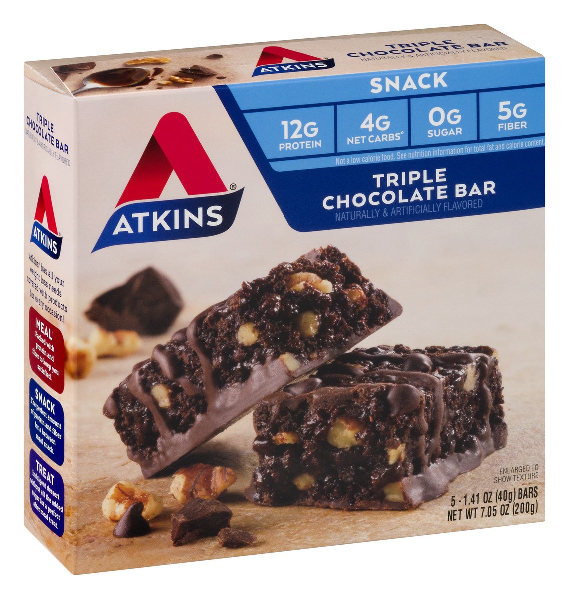 slide 2 of 9, Atkins Triple Chocolat Snack Bar 5Pk, 7.05 oz